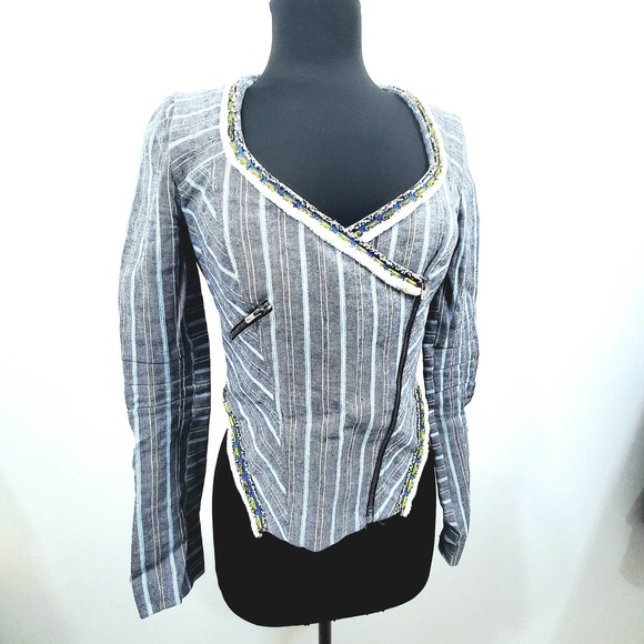 Rebecca Minkoff Structured San Antonio Linen Blend Blazer Jacket Women's Size 4 - Picture 1 of 13